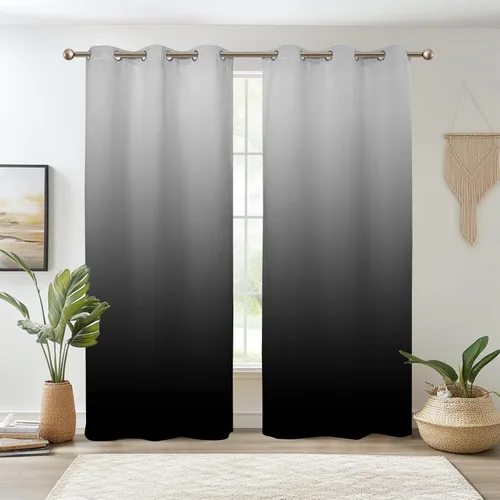 Renaiss Cortinas Opacas Negras Degradadas, Cortinas de Ventana con Aislamiento Térmico de Color Degradado para Sala de Estar, Cortinas de Ventana de