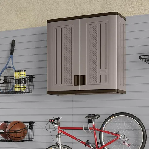 Miniatura 9 de Suncast BMC3000 Gabinete - Construcción de resina para almacenamiento de garaje montado en la pared, organizador de 30.25" con puertas y parte