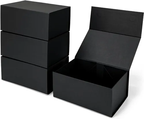 Miniatura 31 de Paquete de 4 Cajas de Regalo de 12x6x4 Pulgadas con Tapas de Cierre Magnético, Caja Negra Magnética para Boda, Propuesta de Padrinos y Damas