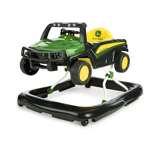 Bright Starts John Deere 4 en 1 Gator Green Centro de actividades para bebés y andador de empuje con volante interactivo extraíble, juguete de 6