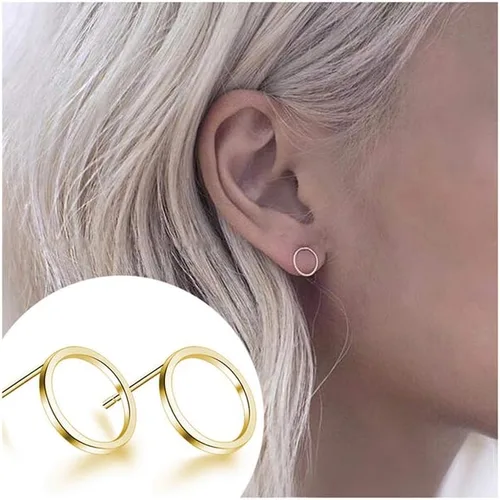 Aretes simples circulares tipo dormilona, juego de aretes minimalistas con figuras geométricas para mujer