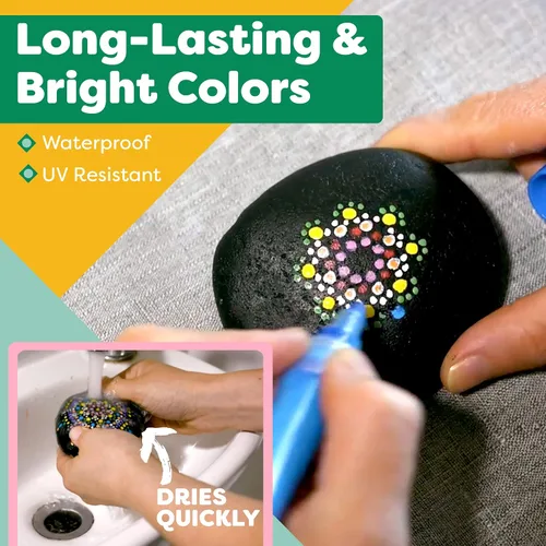 Miniatura 4 de Bolígrafos de pintura – 12 bolígrafos de pintura acrílica, kit de pintura de roca para pintar rocas, guijarros, vidrio, cerámica, madera, porcelana