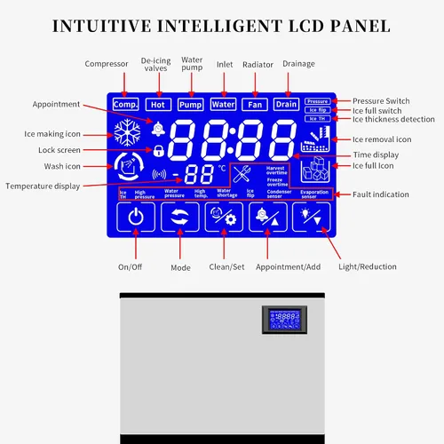 Miniatura 7 de Máquina comercial para hacer hielo de 2000 libras/24 horas, máquina de hielo automática de 220 V con almacenamiento de 1000 libras, control LED