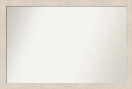 Miniatura 557 de Amanti Art Espejo de baño blanco para sobre el fregadero, 30 x 35 pulgadas, espejo de tocador rectangular estrecho de Eva de oro blanco, marco