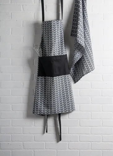 Miniatura 5 de DII Delantal de chef unisex jacquard geométrico negro y blanco, 32x28, espiga