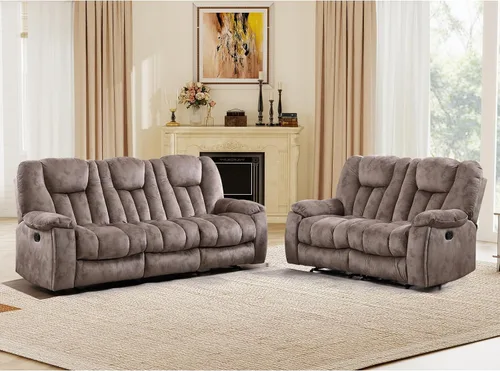 Miniatura 18 de EBELLO Silla reclinable manual con masaje y calor, sillón reclinable de tela suave para adultos con portavasos ocultos, bolsillo lateral, sofá