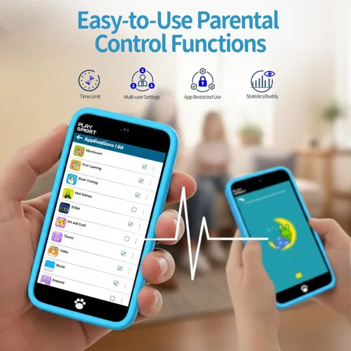 Miniatura 5 de MOMILLA Juguetes para niños, teléfono inteligente, cámara dual con calcomanías, pantalla táctil de 3.97 pulgadas, más de 200 juegos educativos