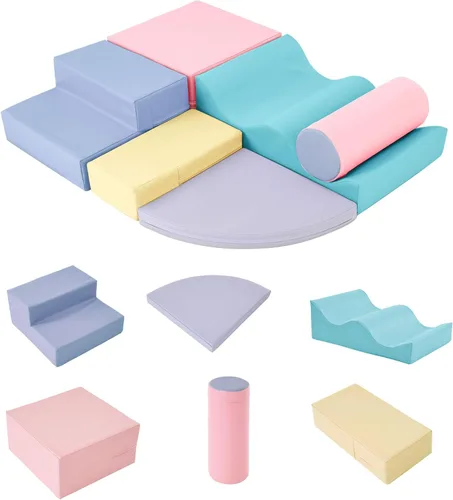 Miniatura 11 de Merax Juguetes de escalada para niños pequeños, juego de escalada y gateo suave para interiores, bloques de espuma suave para escalar, gatear, 6
