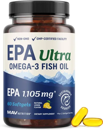 EPA Ultra 1,105 mg | Apoyo a la salud cardíaca y la función celular | Aceite de pescado Omega 3 | 1,650 mg de ácidos grasos omega-3 totales |