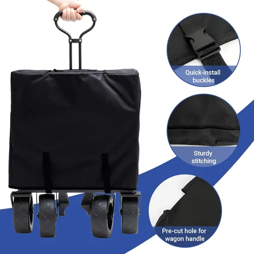 Miniatura 6 de Cubierta de Vagón Plegable Compatible con Carrito de Exterior y Jardín, Accesorios Antipolvo, 600D Resistente, 22"x17