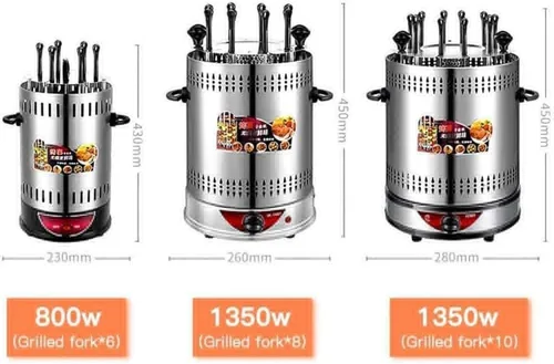 Miniatura 2 de Parrilla de barbacoa giratoria automática vertical sin humo para barbacoa con asador eléctrico para kebab, brochetas y asado para fiestas en casa