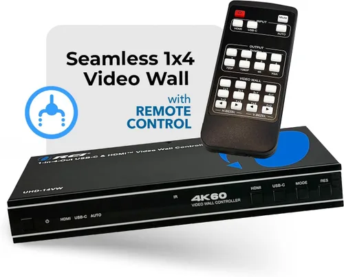 Miniatura 8 de OREI Controlador de Procesador de Pared de Video 4K 2x2 HDMI o USB-C Pantalla Hasta 4K 60hz 2x1, 1x2, 1x3, 1x4 Soporta Rotación de 180 Grados RS-232