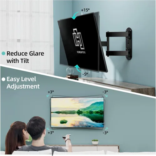 Miniatura 8 de HCMOUNTING Soporte de pared para TV al aire libre de movimiento completo resistente a la intemperie para televisores planos/curvados de 26-65