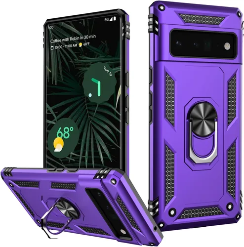 Miniatura 65 de LUMARKE Funda para Google Pixel 5 con protector de pantalla, pasa 16 pies, probada en caídas, grado militar, con soporte de anillo magnético, Rojo