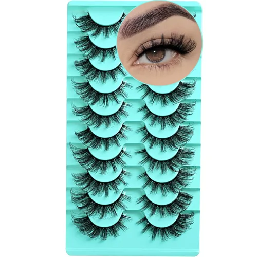 Miniatura 10 de APCYUST Pestañas postizas Wispy, pestañas naturales de visón, tiras de pestañas de visón, aspecto natural, pestañas falsas semi-Wispy, paquete