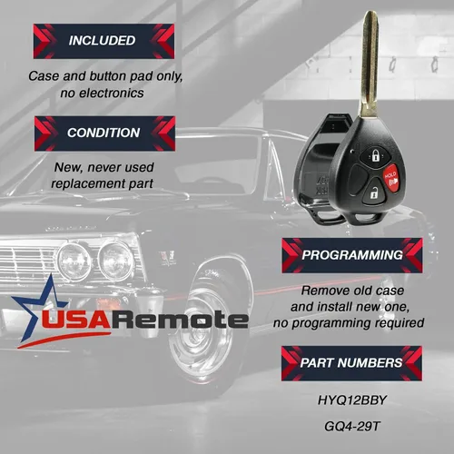 Miniatura 3 de Funda y almohadilla para control remoto Key Fob de entrada sin llave para Toyota 4Runner Matrix Rav4 Venza Yaris/Scion iQ tC xB xD