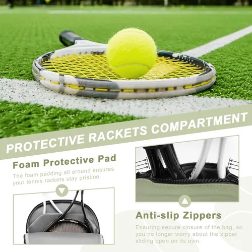 Miniatura 4 de Mochila de Tenis Arcoyard con Capacidad para 2 Raquetas, Bolsas de Tenis Profesionales para Mujeres, Mochila de Tenis con Compartimento Ventilado