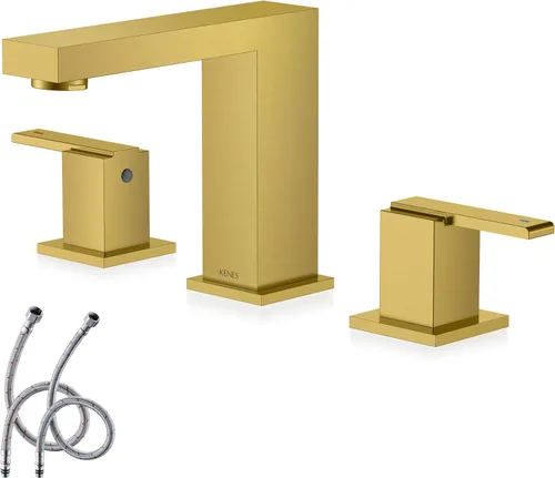 Miniatura 10 de KENES Grifo de Baño Extendido Negro Mate de Dos Manijas, Grifos de Lavabo de Baño Negro de 3 Orificios, 8 Pulgadas, Grifo de Tocador de Baño de 3