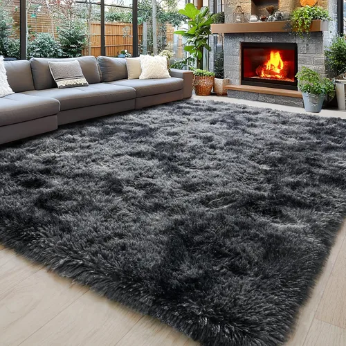 Miniatura 107 de Alfombras de área de 8x10 para sala de estar, alfombra shaggy grande ultra suave y esponjosa para dormitorio, alfombras de felpa mullida Blanco crema