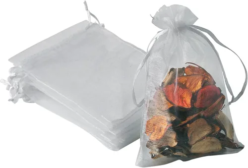 Miniatura 8 de 50 bolsas de organza de Navidad, 4 x 6 pulgadas, pequeñas bolsas de regalo de Navidad con cordón, bolsas de malla para regalo rojo (Red-christmas)