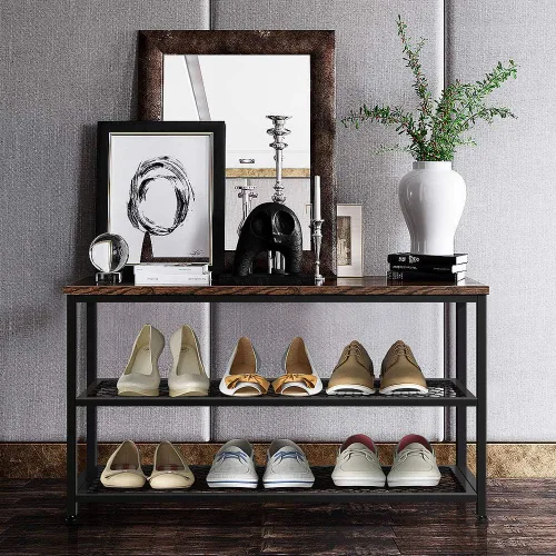 Miniatura 4 de Banco de zapatos, zapatero de madera de 3 niveles, estantes de colocación con asiento para entrada, sala de estar y pasillo