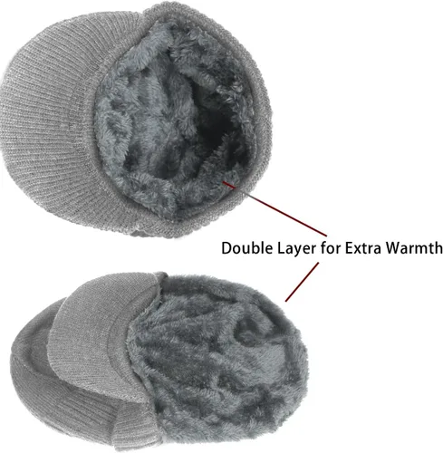 Miniatura 12 de Dahlia Gorro para hombre con visera - lana, sombrero de invierno con borde, forro polar