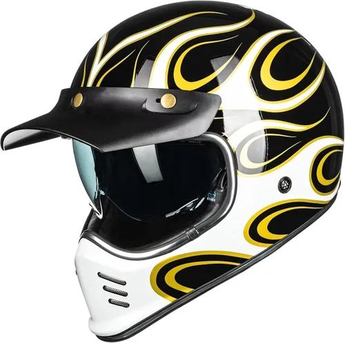 Miniatura 10 de ILM Cascos de motocicleta de cara completa vintage para adultos y hombres, compatible con ciclomotor, cuatrimoto, crucero, scooter, DOT ECE