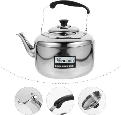 Miniatura 3 de Hemoton Moment - Tetera de acero inoxidable de 6 litros con mango antiquemaduras, distribución uniforme del calor para estufas de gas y eléctricas
