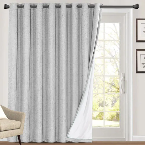 Miniatura 134 de Primitive - Cortinas opacas 100 % de lino texturizado natural para dormitorio, sala de estar, cortinas para ahorra energía, tela de arpillera