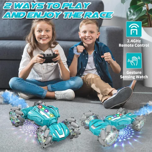 Miniatura 3 de Auto de Acrobacias RC con Detección de Gestos, Juguetes para Niños de 6-12 Años, Auto de Control Remoto Controlado a Mano 4WD con Luz y Música