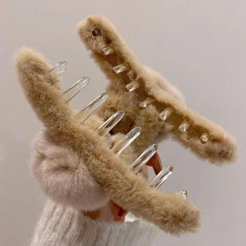 Miniatura 2 de Lindas pinzas de pelo para cabello rizado, elegante y esponjoso, pelo sintético, clip grande para cabello fino y largo, antideslizante, para mujeres