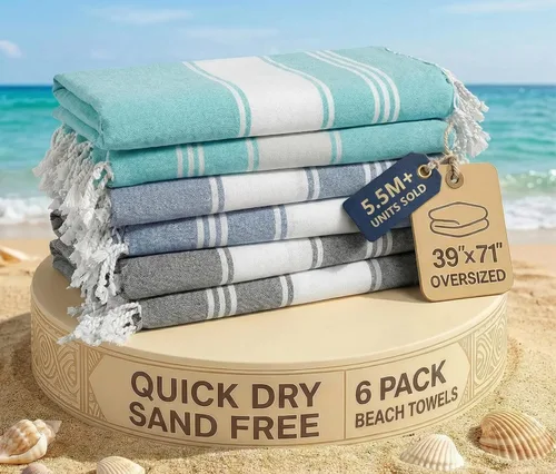 Miniatura 63 de LANE LINEN - Paquete de 4 toallas de playa de gran tamaño, toalla de piscina prelavada, extragrande, de secado rápido y sin arena, toalla de viaje