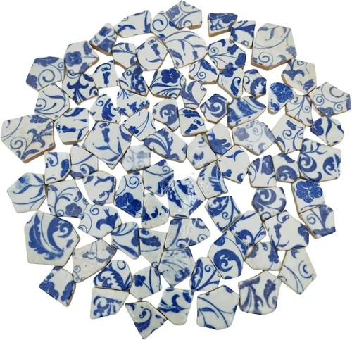 Miniatura 12 de Azulejos de mosaico de cerámica de porcelana de 1.1 libras, azulejos de mosaico irregulares rotos para suelo de manualidades, cocina, piscina