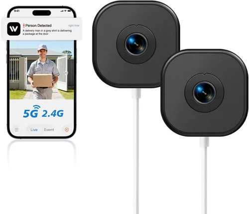 Miniatura 10 de Cámara de ventana 2K, cámara de seguridad WiFi de 5 GHz y 2.4 GHz para el hogar, visión amplia de 120°, visión nocturna a todo color, detección