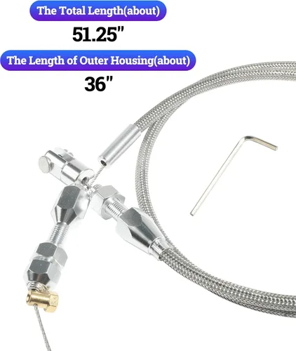 Miniatura 5 de Kit de cable del acelerador de 36 pulgadas, cable de acelerador trenzado para automóvil, kit de reparación de cable de acelerador trenzado de acero
