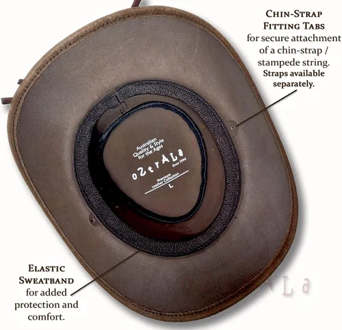 Miniatura 5 de Oztrala Sombrero de cuero aceitado australiano Outback australiano vaquero australiano occidental para hombres y mujeres niños negro marrón WO HL11