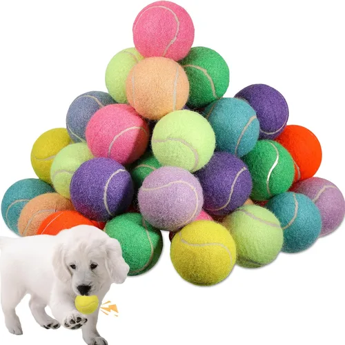 Liliful 50 pelotas de tenis chirriantes para perros de 2.5 pulgadas para jugar con mascotas, perros medianos y grandes, pelotas para entrenamiento