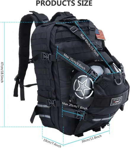 Miniatura 6 de Mochila de motocicleta para hombre, para casco de equitación, mochilas con portador de sombrero/almacenamiento, impermeable, bolsa de viaje de gran