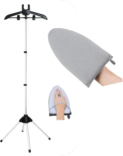 Colgador con soporte para vaporizador de ropa y guante de planchado de vapor para vaporizar ropa, estante de vaporizador de ropa de mano con mini