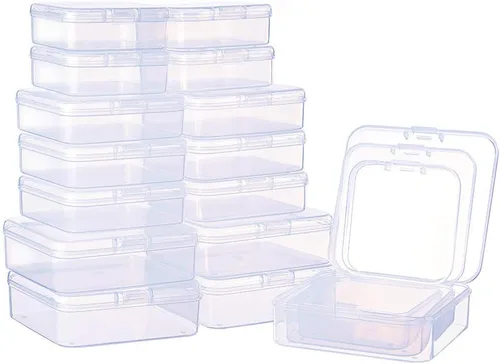 Miniatura 8 de BENECREAT Paquete de 24 contenedores cuadrados de plástico transparente de 1.38 x 1.38 x 0.7 pulgadas, con tapa para artículos, tapones