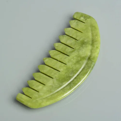 Miniatura 6 de TEONEI Peine de masaje de cabeza de jade, masajeador de cuero cabelludo de piedra de jade natural (3.14 x 1.57 x 0.16 pulgadas)