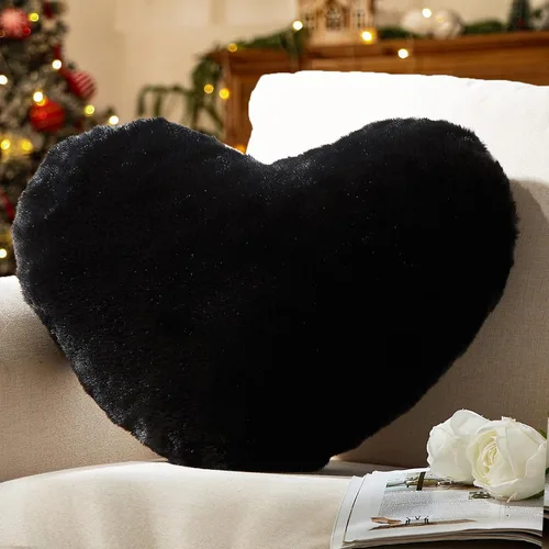 Miniatura 9 de YRXRUS Almohadas de corazón, almohada en forma de corazón, almohada negra con forma de corazón para regalos, almohadas con forma para ella, niños