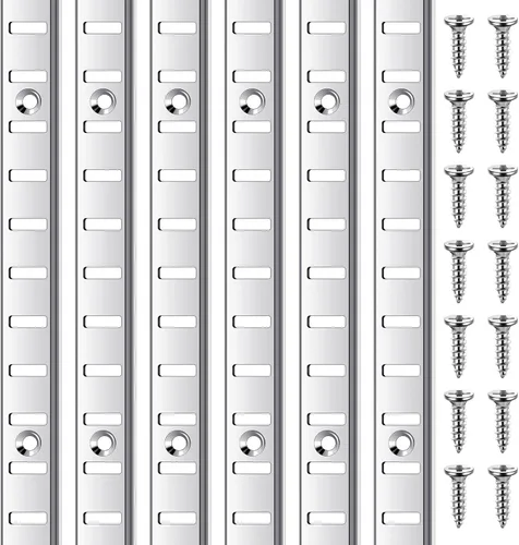 Miniatura 8 de Yaocom 6 piezas de 36 pulgadas para estantes de metal para montaje en mortaja, tiras de pilastra ajustables para sistema de estantería de pared