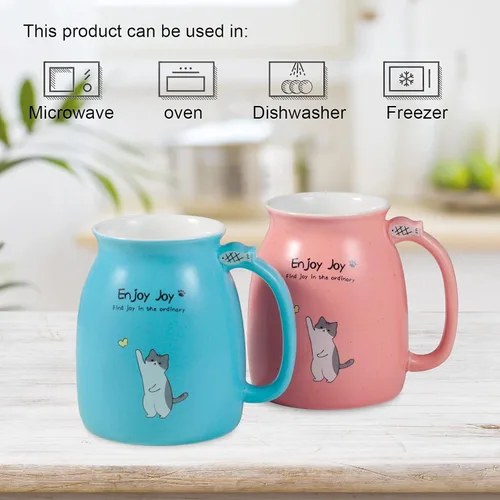 Miniatura 5 de Taza de café de cerámica con tapa de madera de gato Kawaii, encantadora cuchara de acero inoxidable, posavasos de madera gruesa de anime, taza Rosa