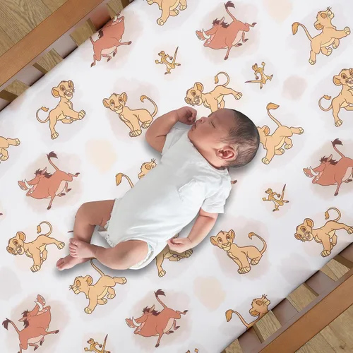 Miniatura 2 de Lambs & Ivy Disney Baby Lion King Safari - Sábana bajera ajustable para cuna, color blanco