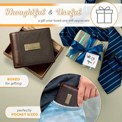Miniatura 8 de Christian Art Gifts Cartera de cuero genuino para hombre Fuerte y valiente con incrustaciones de latón " Deuteronomio 316 versículo de la Biblia