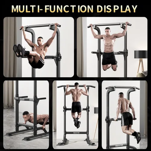 Miniatura 5 de DONIUZ Torre de Potencia Barra de Dominadas y Estación de Fondos, Gimnasio Multifuncional para Casa, Equipo de Entrenamiento de Fuerza, Altura Blanco