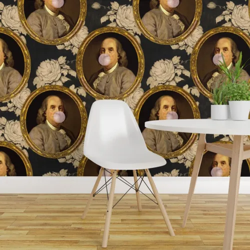 Miniatura 3 de Muestro de papel tapiz extraíble - Benjamin Franklin Retrato Histórico Botánico Goma Papel pintado personalizado pre-pegado por Spoonflower