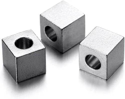 20 cuentas espaciadoras de cubo de 0.315 pulgadas para hacer joyas, cuentas espaciadoras sueltas de acero inoxidable para manualidades, pulseras,