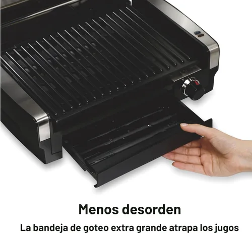 Miniatura 6 de Hamilton Beach Parrilla eléctrica para interiores con control de temperatura ajustable hasta 450F, superficie de 118 pulgadas cuadradas, sirve